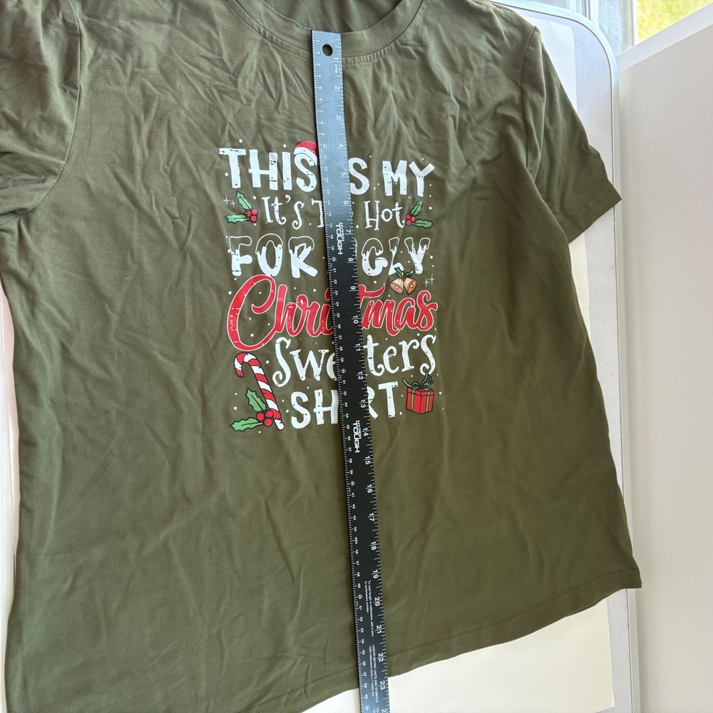 Christmas T-Shirt Funny Holiday Tee Too Hot For Ugly Sweaters 1XL‎ - Picture 7 of 7